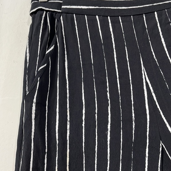 Wilfred Aritzia Faun Stripe Wide Leg Pant Tie Back Pull On Black/ White M - Picture 6 of 13